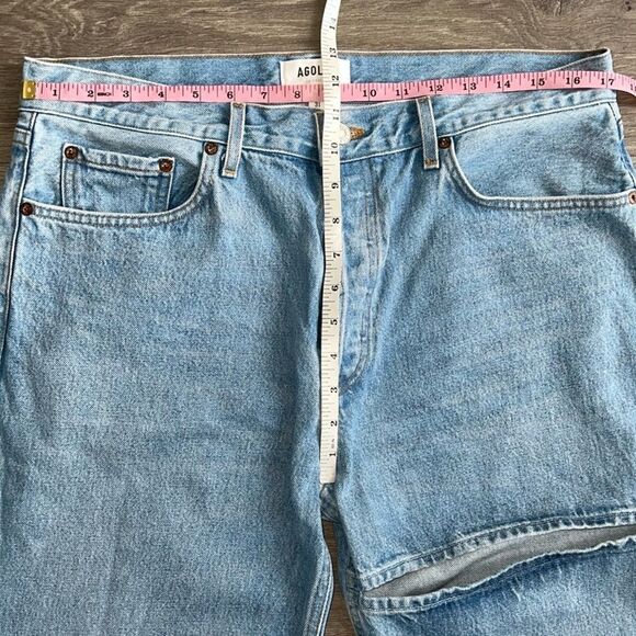 AGOLDE Lana Slice Straight Leg Jeans Size 31 Mid Rise Light Blue 90s Revolve - Picture 11 of 13